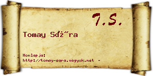 Tomay Sára névjegykártya